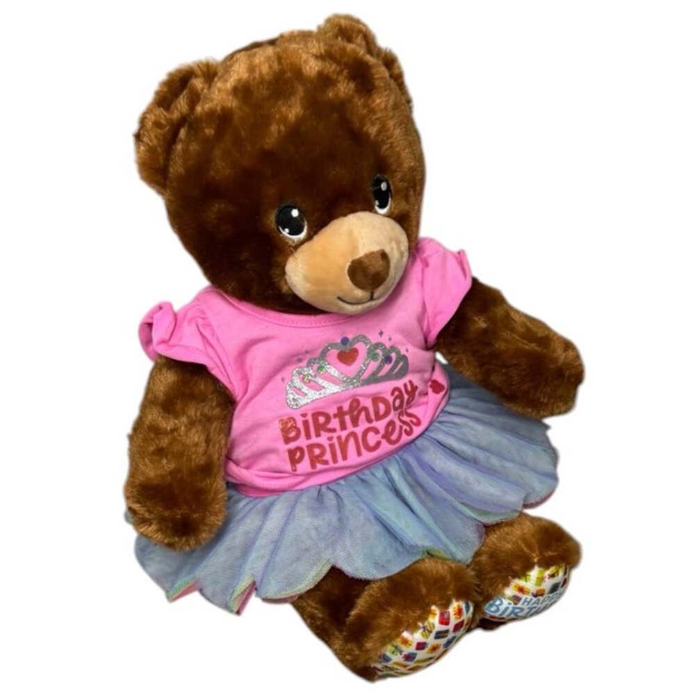 Build-A-Bear Birthday Princess Teddy Bear Pink Tutu Plush 15.5"